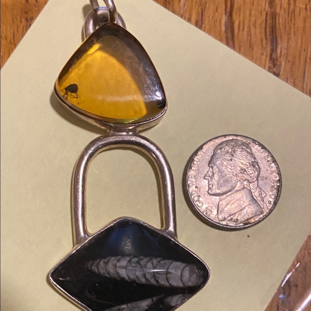 HUGE vintage amber, fossil, 925 pendant